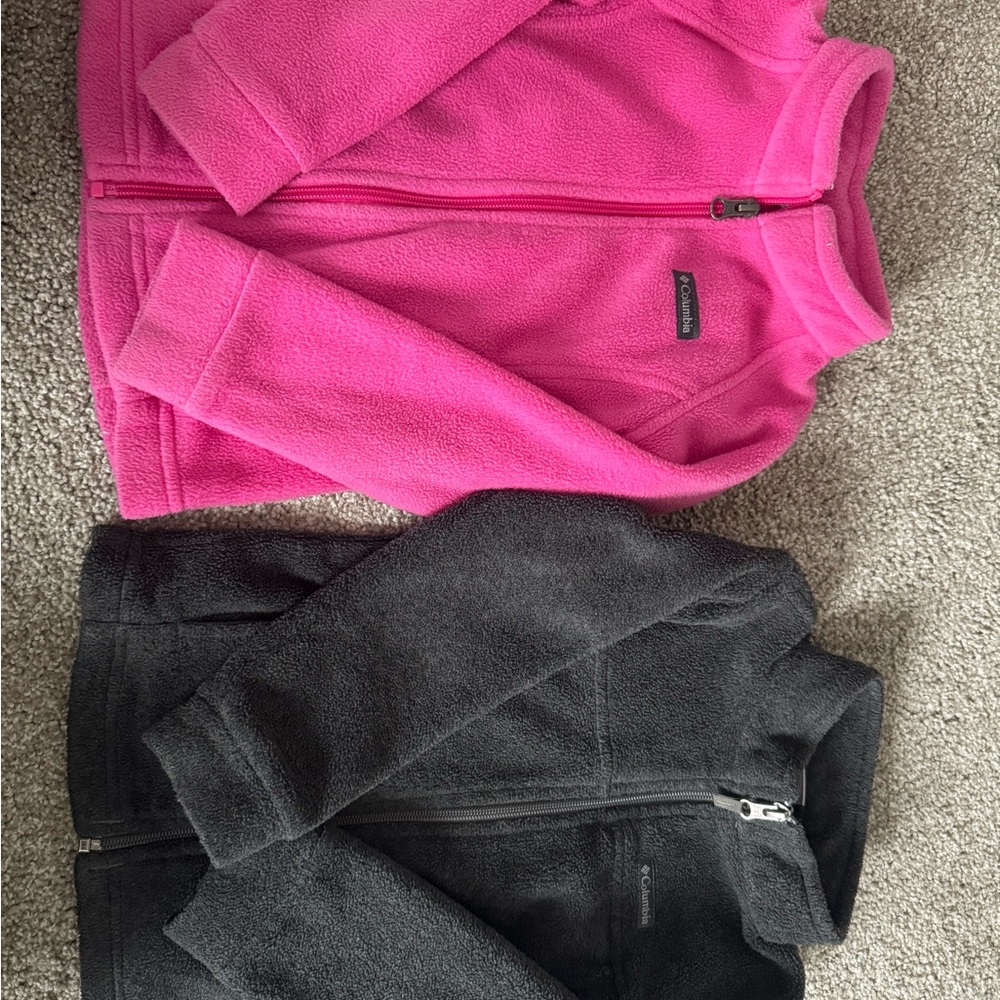 Columbia Kids Fleece Jackets - Bright Pink and Charcoal